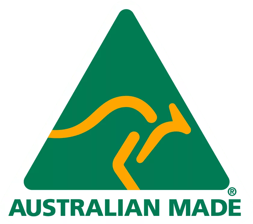 The australian made logo with a kangaroo in the Elementor Footer.
